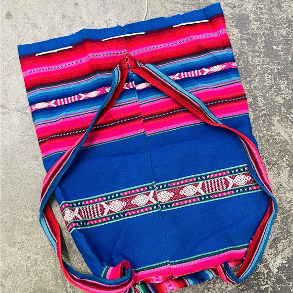 Authentic Peruvian Handmade Drawstring Backpack – Bright Andean Textile - Picture 4 of 4